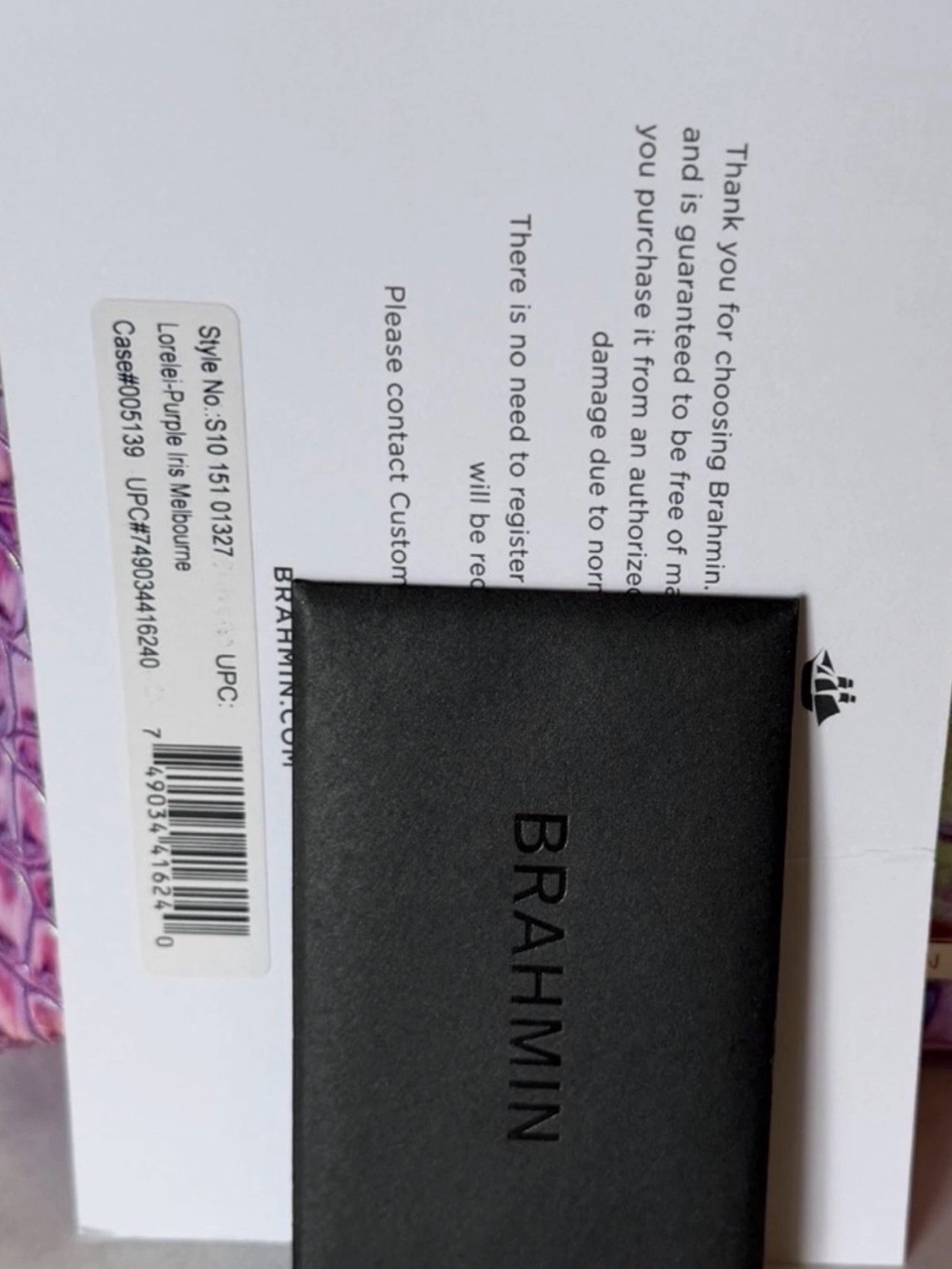 BRAHMIN PURPLE IRIS LORELEI PURPLE & PINK IRIDESCENT GLOW NWT FIRM $ HARDTOFIND - Picture 5 of 12